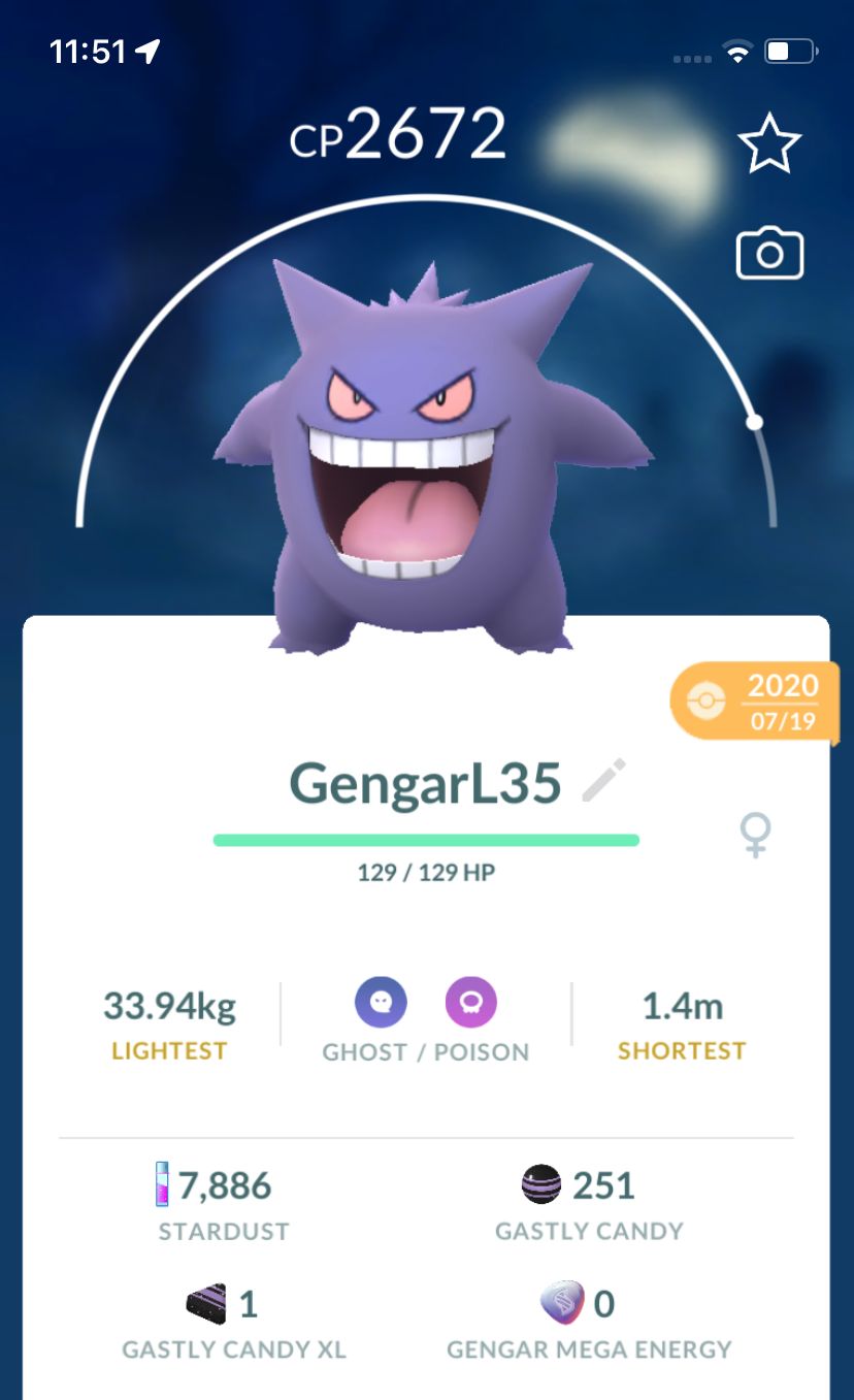Gengar Lv35 2020 (Guaranteed Lucky) - Pokemon GO Trade