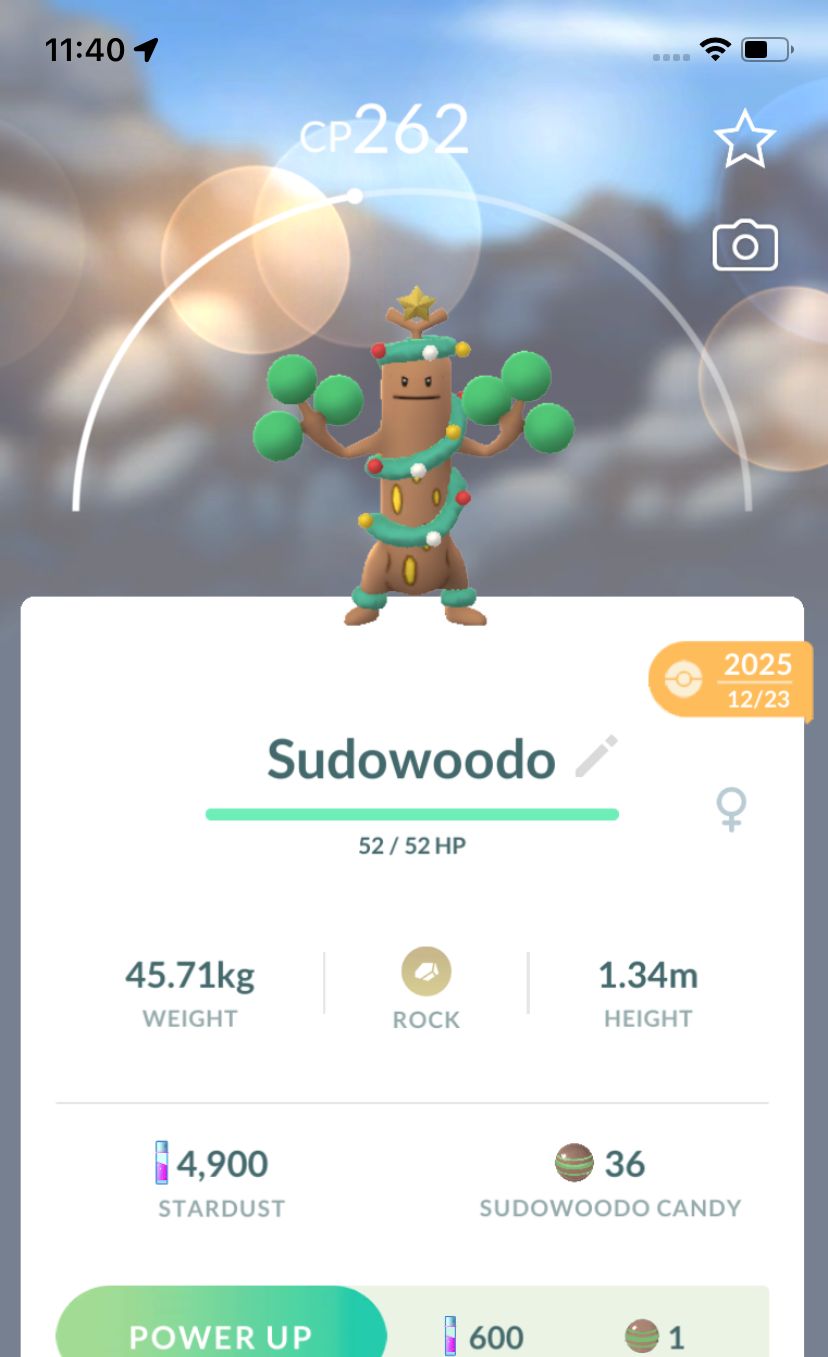 Sudowoodo Christmas Costumes Trade - Pokemon GO Trade