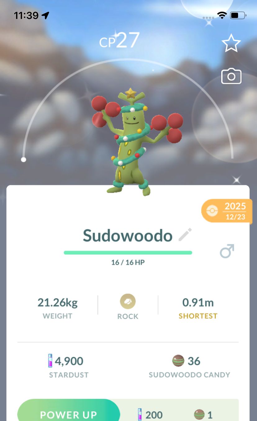 Shiny Sudowoodo Christmas Costumes - Pokemon GO Trade
