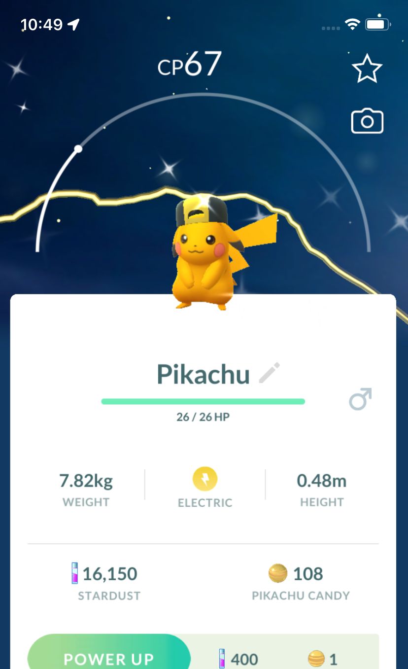 Shiny Pikachu Ethan Hat - Pokemon GO Trade