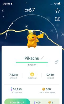 Shiny Pikachu Ethan Hat - Pokemon GO Trade
