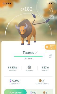 Tauros 2019 (Guaranteed Lucky) - Pokemon GO Trade
