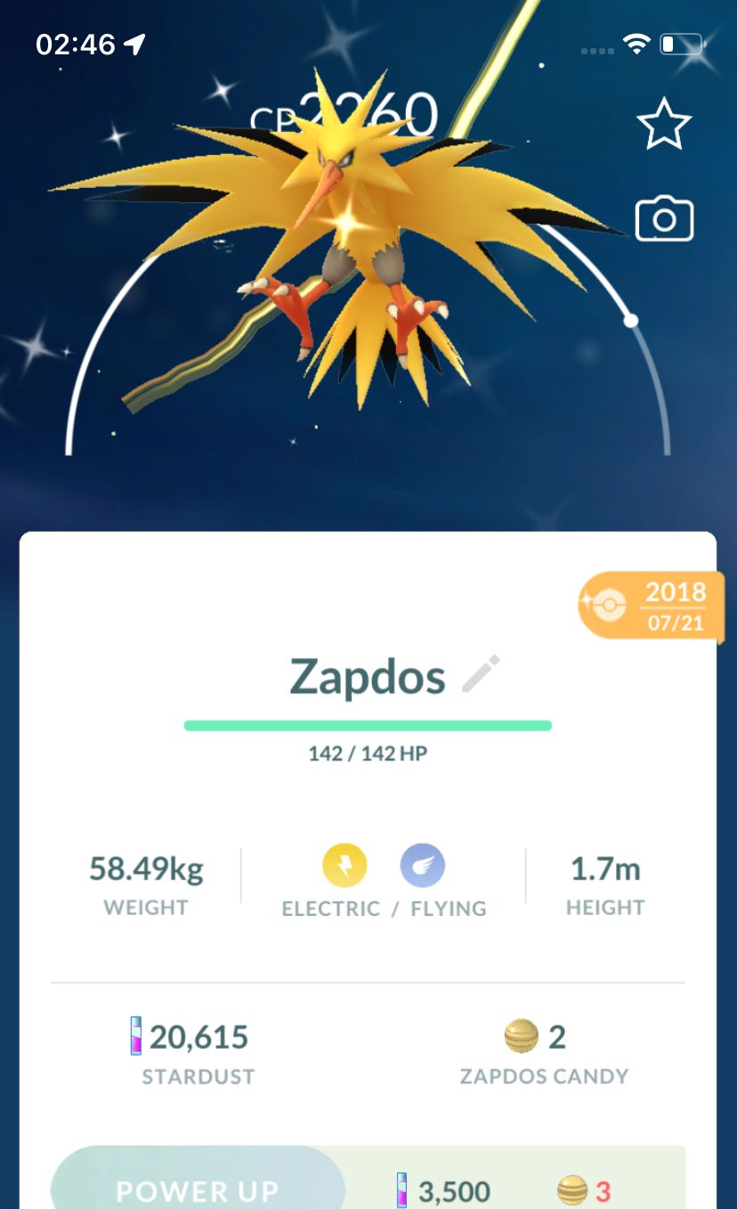 Shiny Zapdos 2018 Trade (Guaranteed Lucky) - Pokemon GO Trade