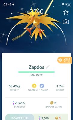 Shiny Zapdos 2018 Trade (Guaranteed Lucky) - Pokemon GO Trade