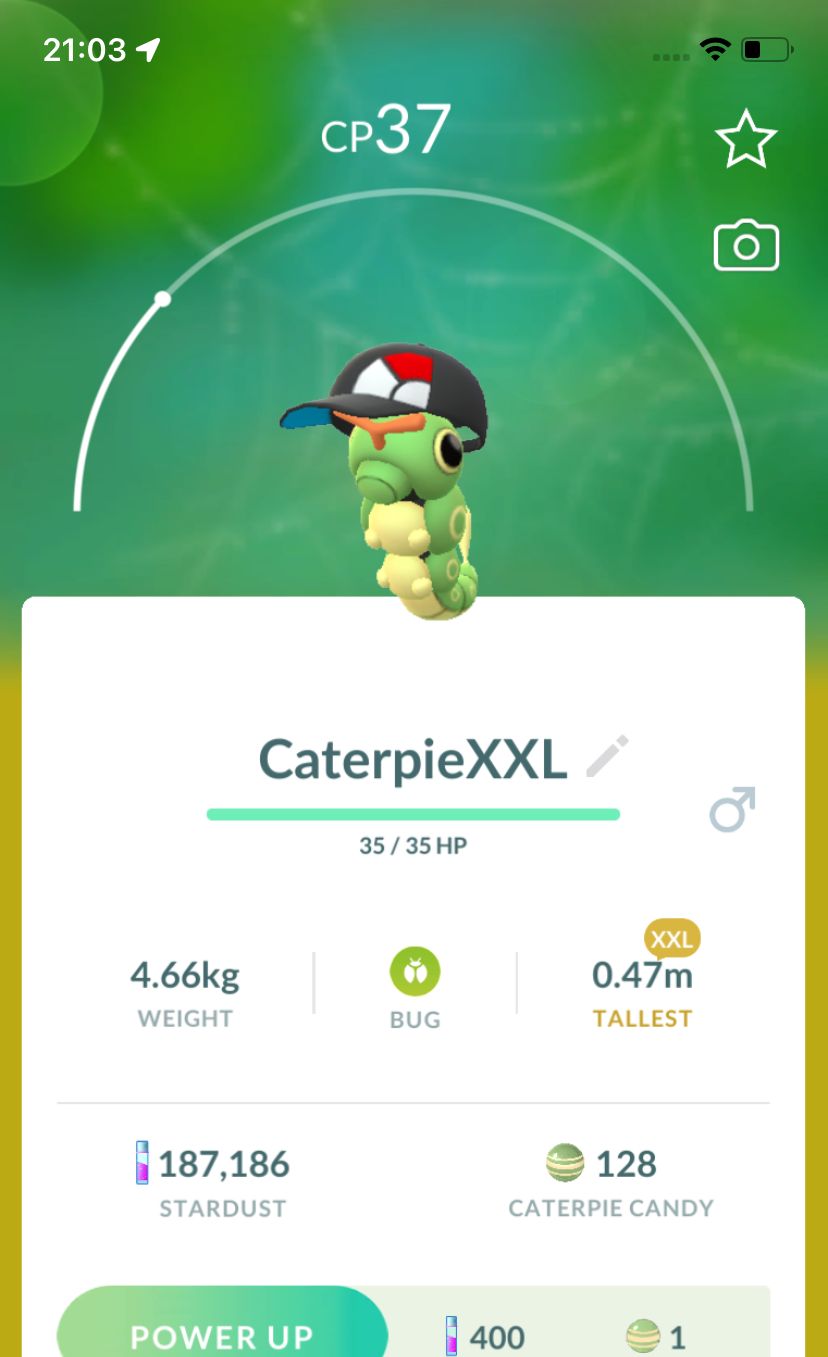 Caterpie with Cap (XXL Height) - Pokemon GO Trade Service