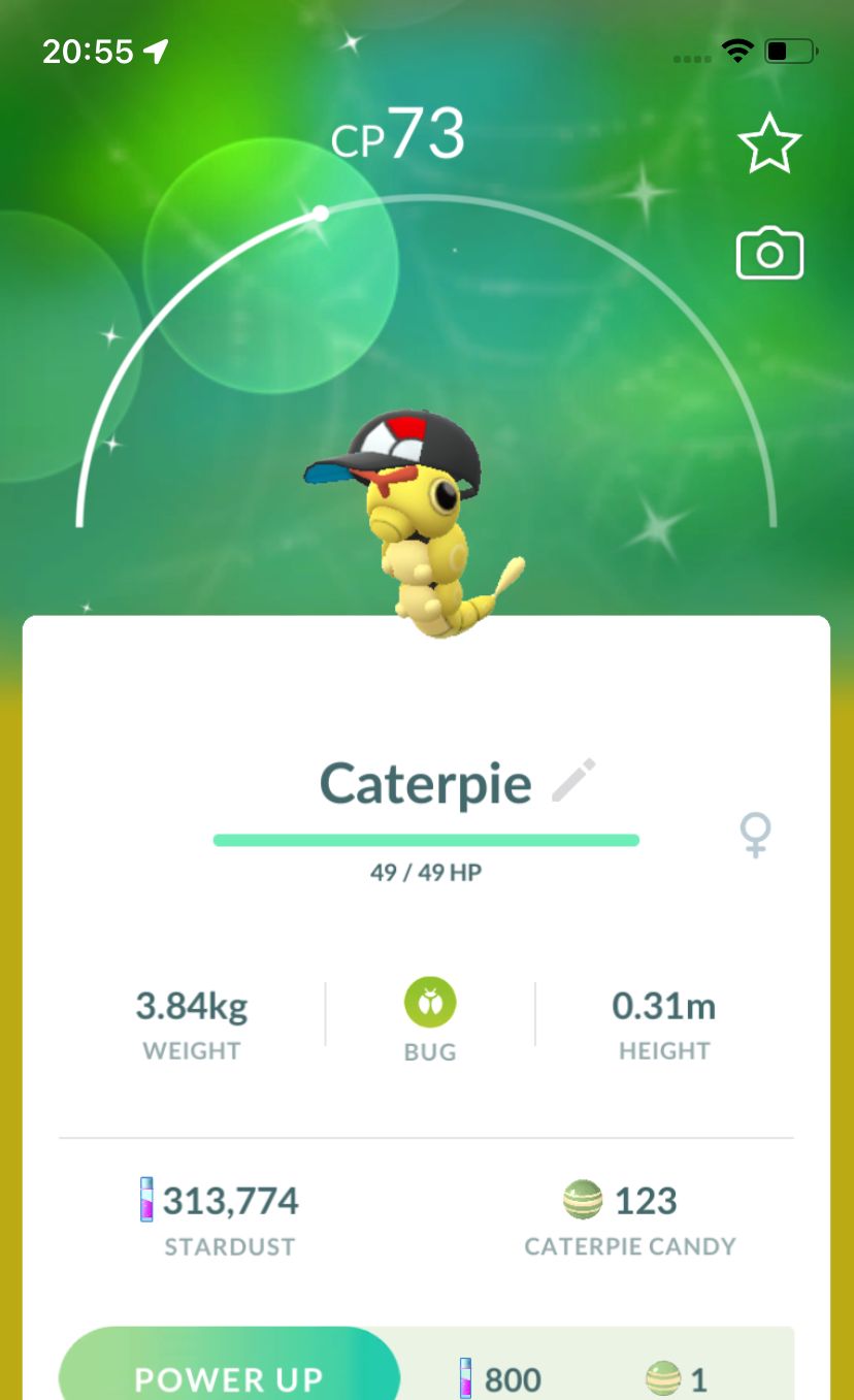 Shiny Caterpie with Cap - Pokemon GO Trade Service