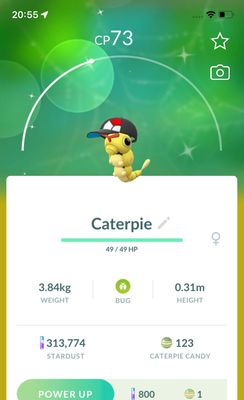 Shiny Caterpie with Cap - Pokemon GO Trade Service