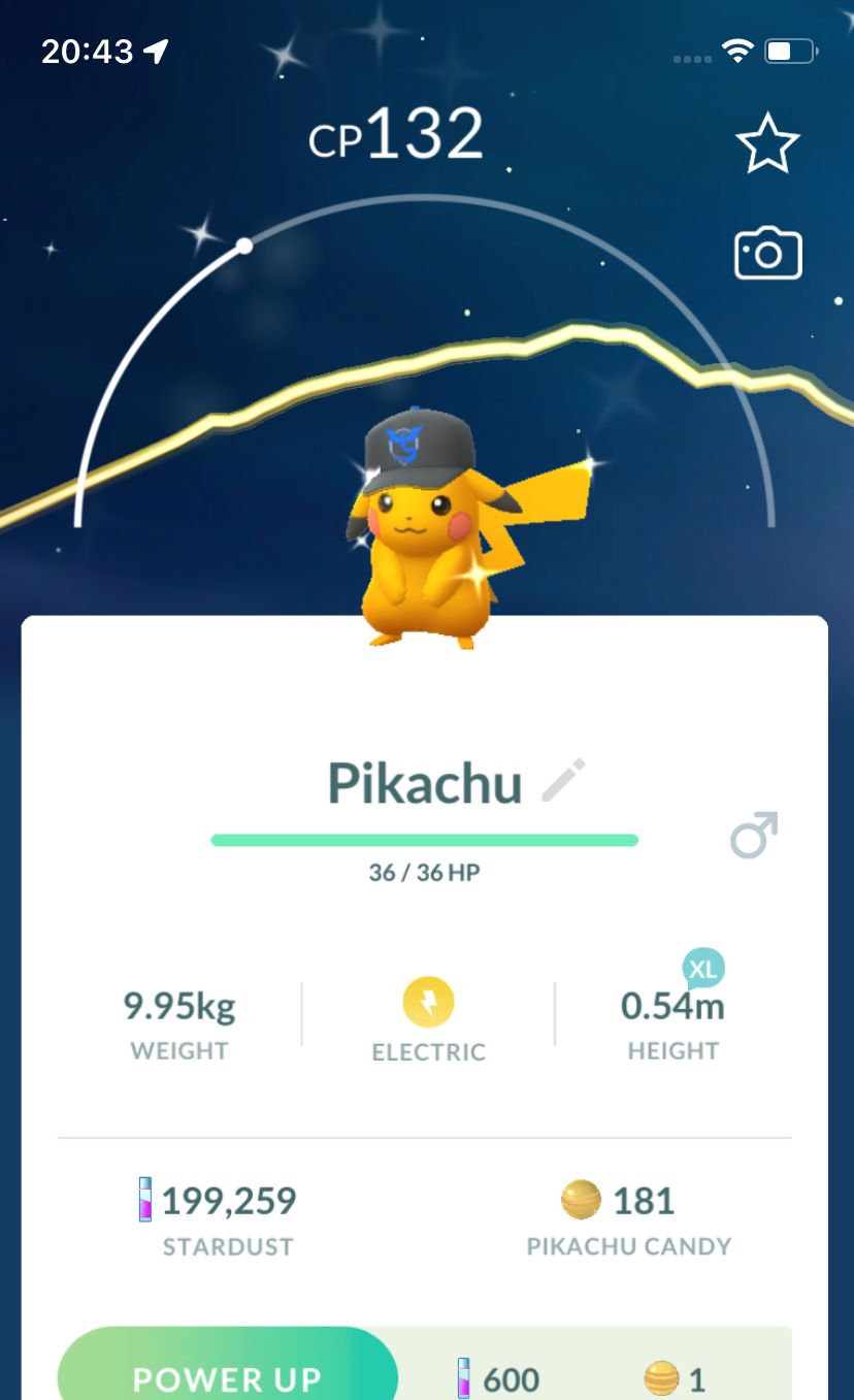 Shiny Pikachu Team Mystic Hat - Pokemon GO Trade Service