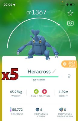 Heracross [x5] - Pokemon GO Trade Service
