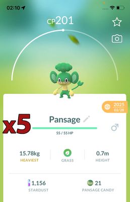 Pansage [x5] - Pokemon GO Trade Service