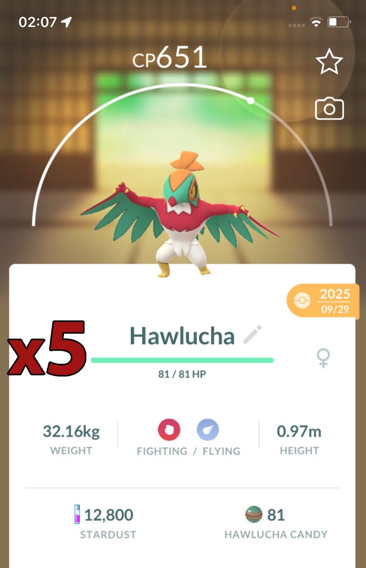 Hawlucha [x5] - Pokemon GO Trade Service