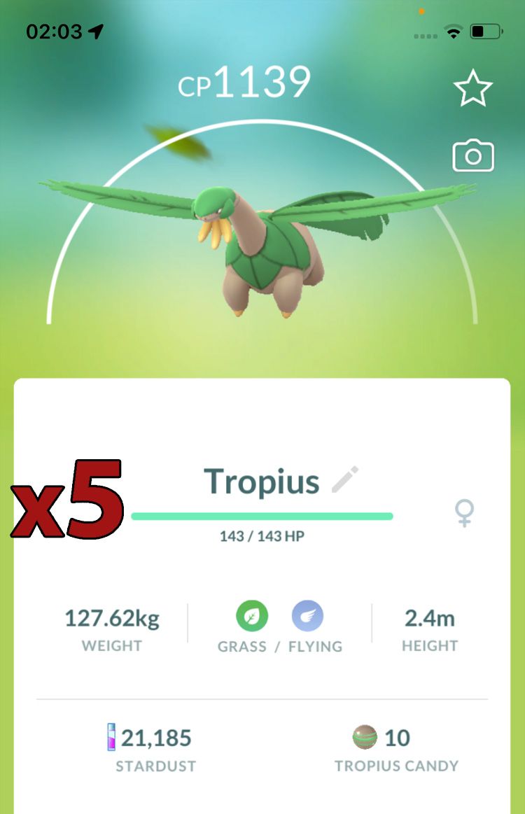 Tropius [x5] - Pokemon GO Trade Service