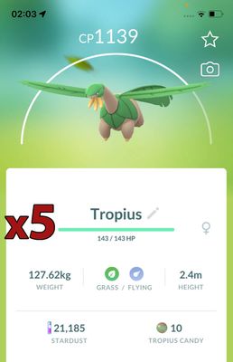 Tropius [x5] - Pokemon GO Trade Service
