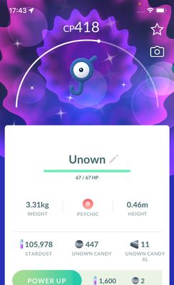 Shiny Unown J - Pokemon GO Trade
