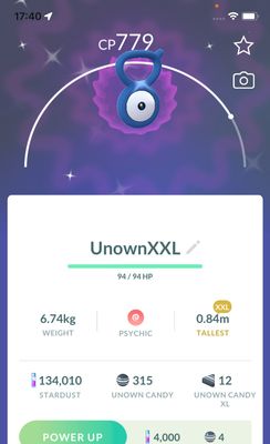 Shiny Unown V (XXL Height) - Pokemon GO Trade