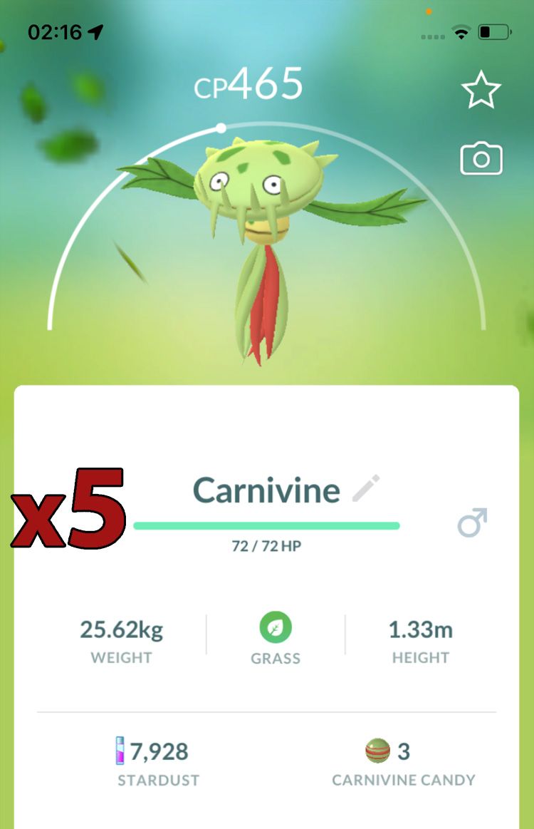 Carnivine [x5] - Pokemon GO Trade Service