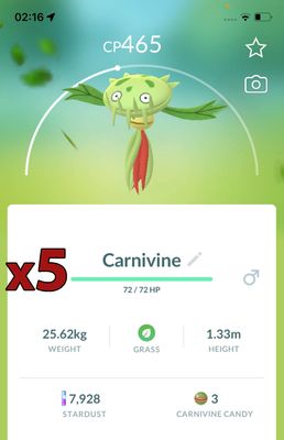 Carnivine [x5] - Pokemon GO Trade Service