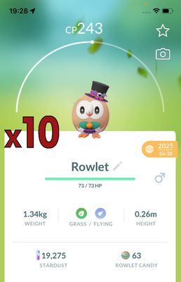 Rowlet with Halloween Costumes [x10] - Pokemon GO Trade Service