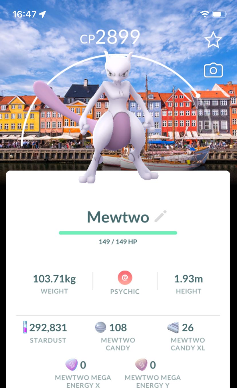 Mewtwo with Copenhagen Background Trade - Pokemon GO Trade