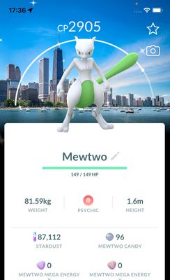 Shiny Mewtwo with Chicago Background - Pokemon GO Trade Service