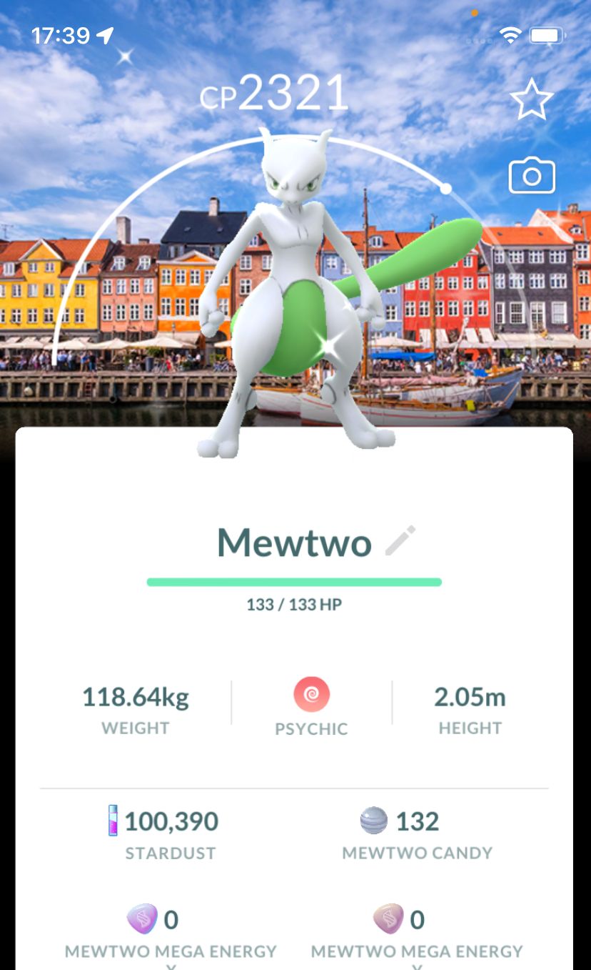Shiny Mewtwo with Copenhagen Background - Pokemon GO Trade Service