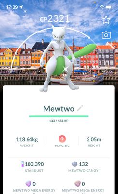 Shiny Mewtwo with Copenhagen Background - Pokemon GO Trade Service