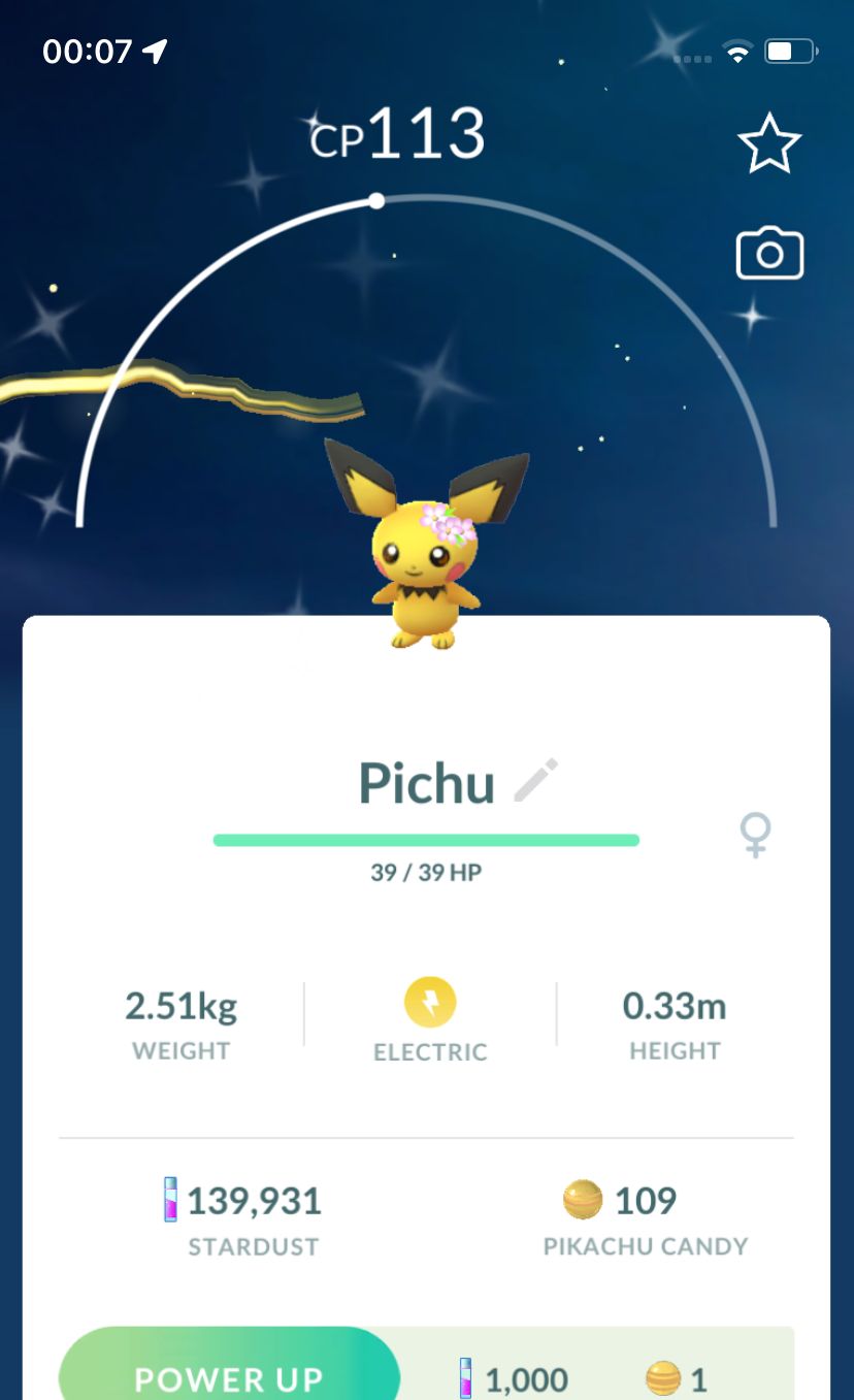 Shiny Pichu with Flowers - Pokemon GO Trade Service