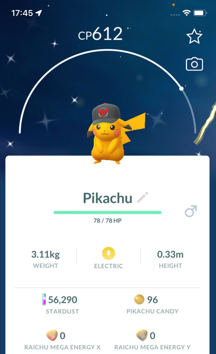 Shiny Pikachu Team Valor Hat - Pokemon GO Trade