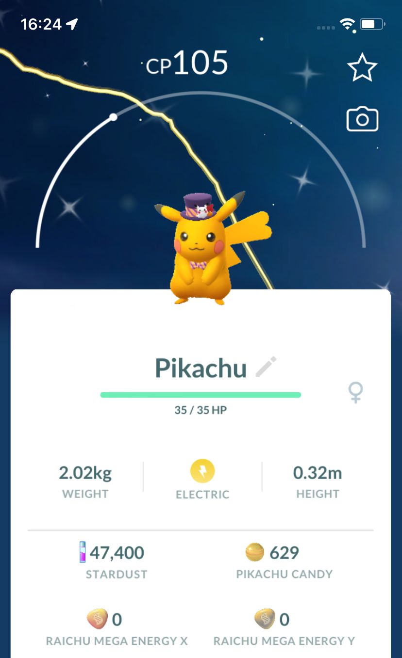 Shiny Pikachu with Halloween Hat - Pokemon GO Trade
