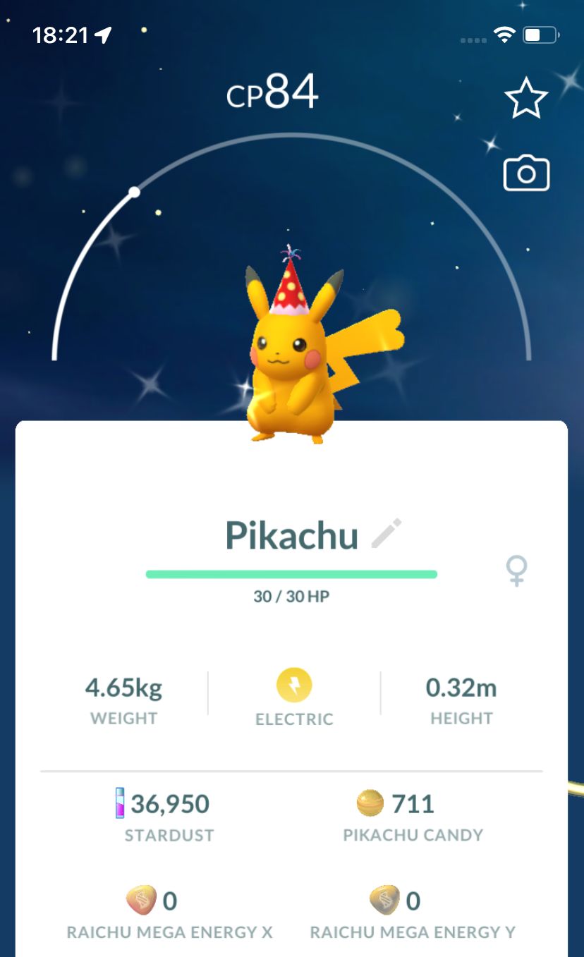 Shiny Pikachu with Party Hat (Red) - Pokemon GO Trade