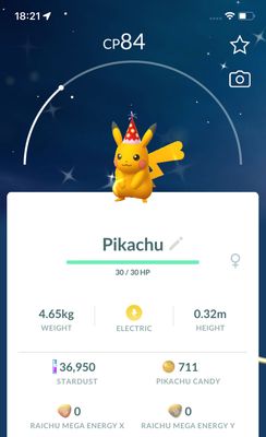Shiny Pikachu with Party Hat (Red) - Pokemon GO Trade