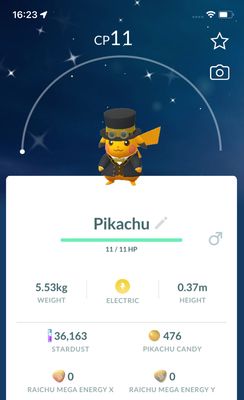 Shiny Pikachu with Yellow Dapper - Pokemon GO Trade