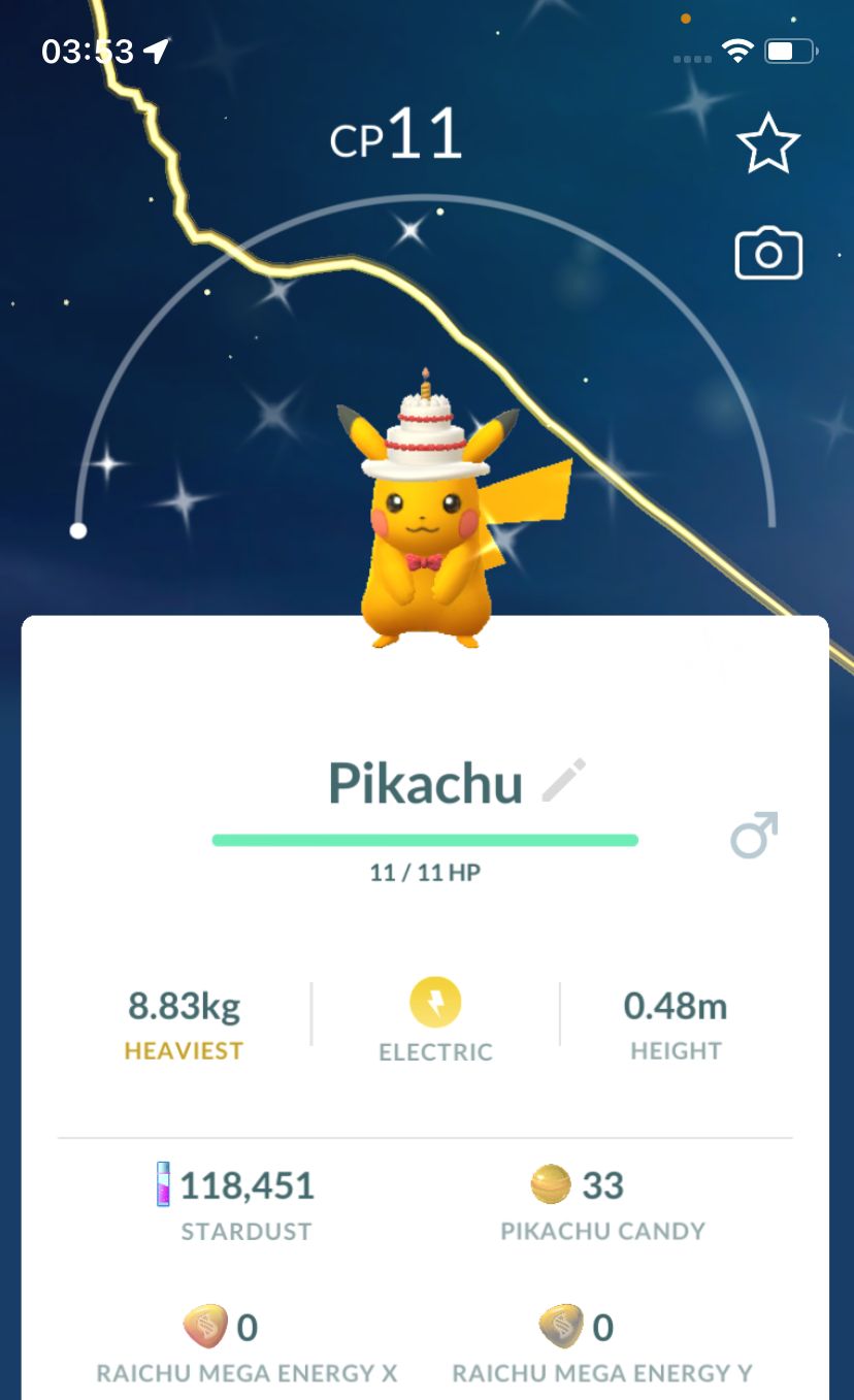 Shiny Pikachu with Cake Hat - Pokemon GO Trade