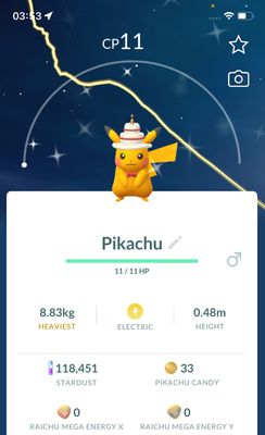 Shiny Pikachu with Cake Hat - Pokemon GO Trade