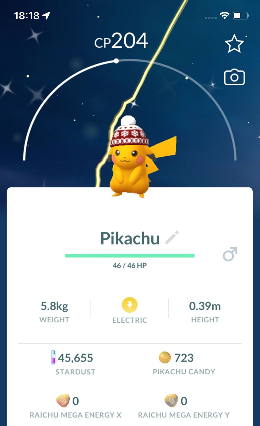 Shiny Pikachu with Winter Beanie - Pokemon GO Trade