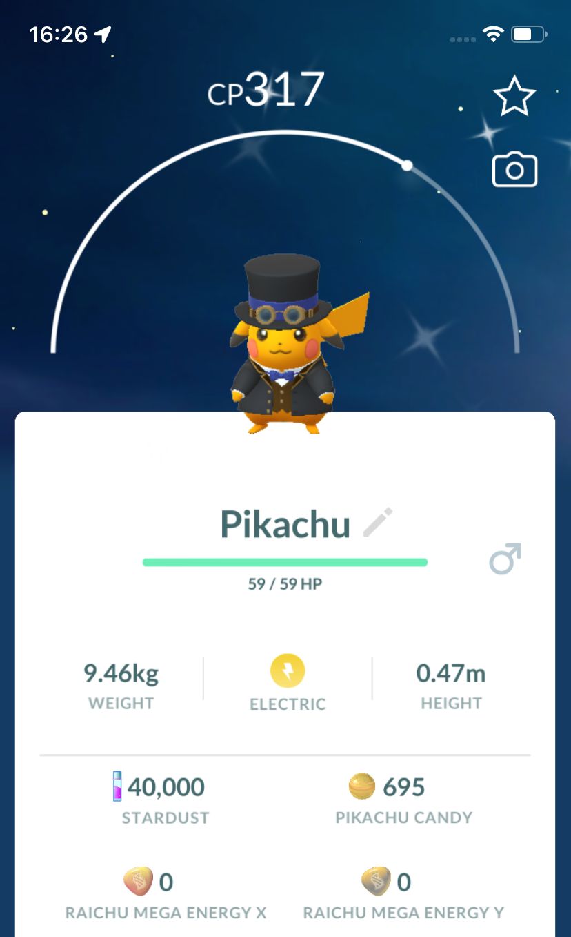Shiny Pikachu with Blue Dapper - Pokemon GO Trade