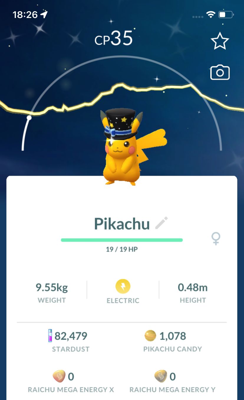 Shiny Pikachu with Party Top Hat - Pokemon GO Trade