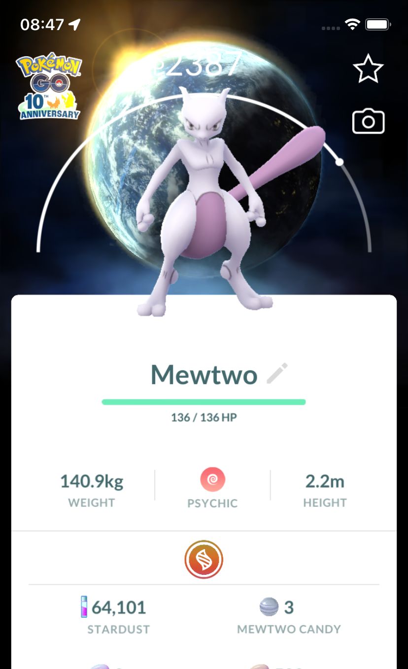 Mewtwo with 10th Anniversary Background Trade - Pokemon GO Trade