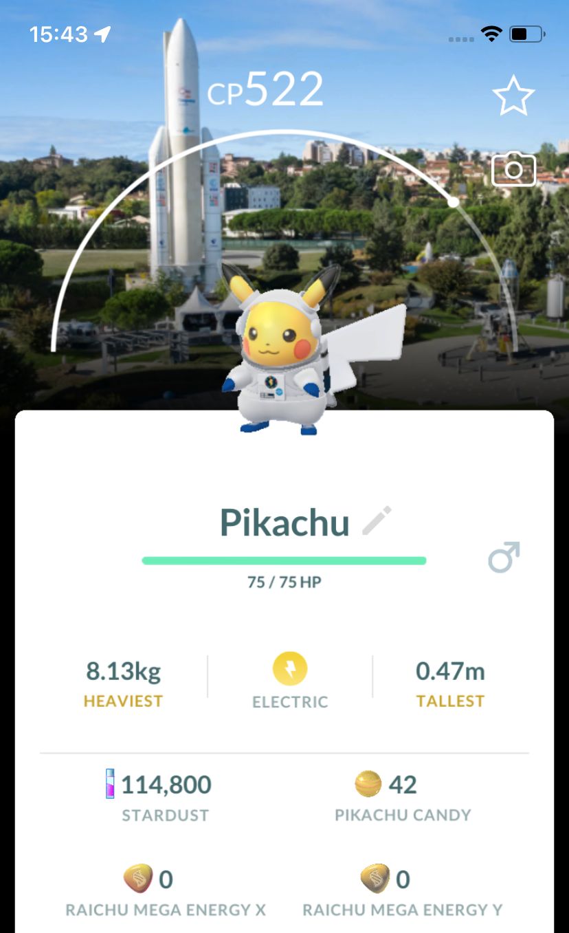 Pikachu Astronaut with Toulouse Museum Background Trade - Pokemon GO Trade