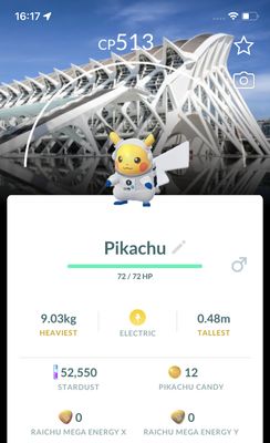 Pikachu Astronaut with Valencia Museum Background Trade - Pokemon GO Trade