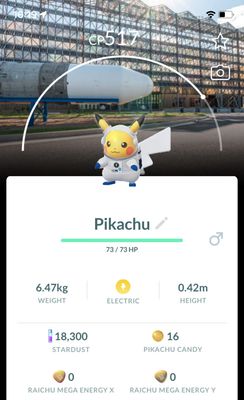 Pikachu Astronaut with Transinne Museum Background Trade - Pokemon GO Trade