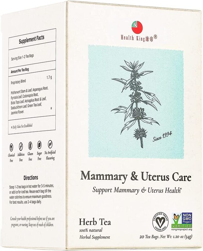 Health King Mammary & Uterus Care Herb Tea, Teabags, 20 Count Box