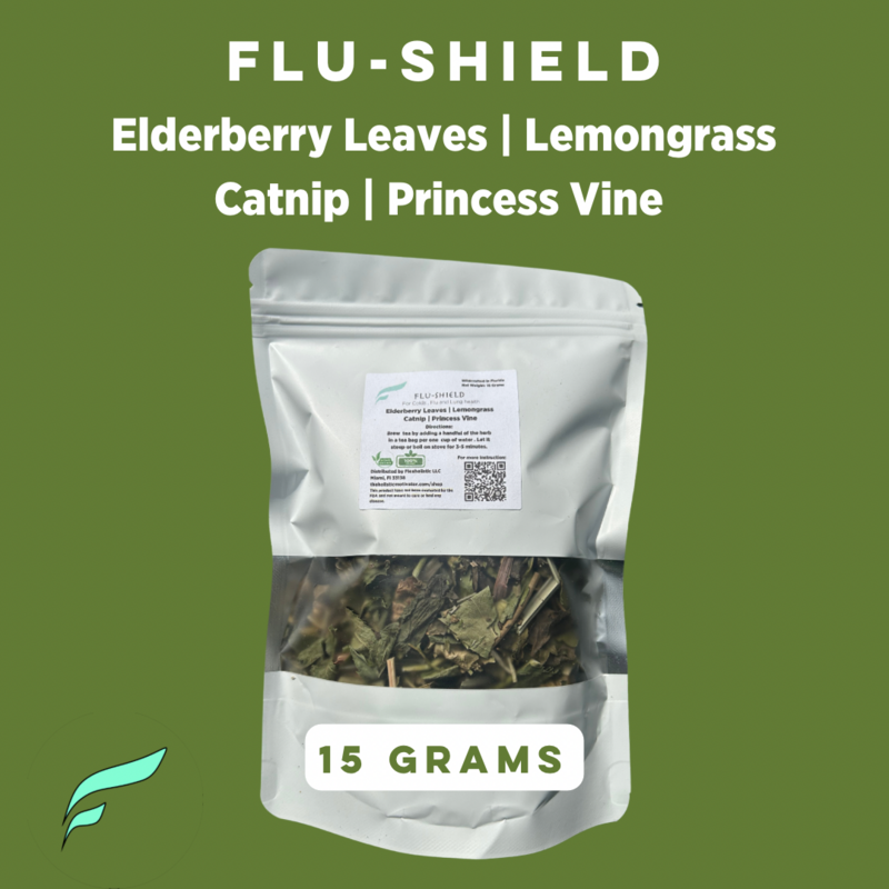 Flu-Shield With Elderberry leaves , Catnip (Lang Shat) , Princess Vine (Lyan Mol) , And Lemongrass (Citronel)