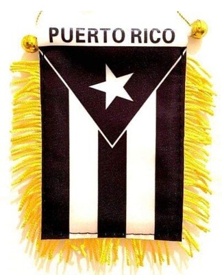 Puerto rico Black and white car banner flag