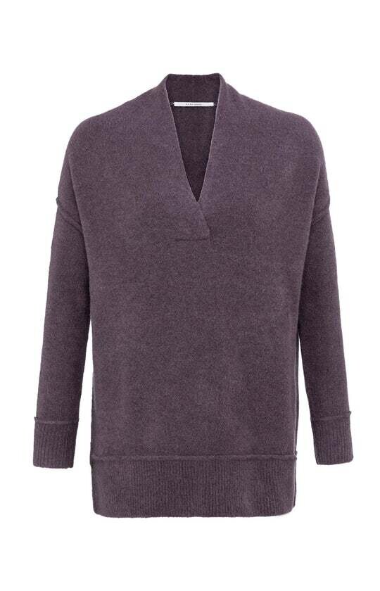 Yaya V-hals trui, Sparrow Brown