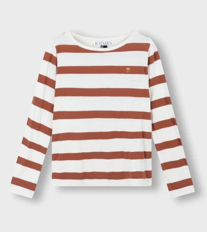 10Days longsleeve tee stripe saddle
