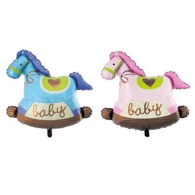 Rocking Horse Pink/Blue - 30inch Large Foil Balloon