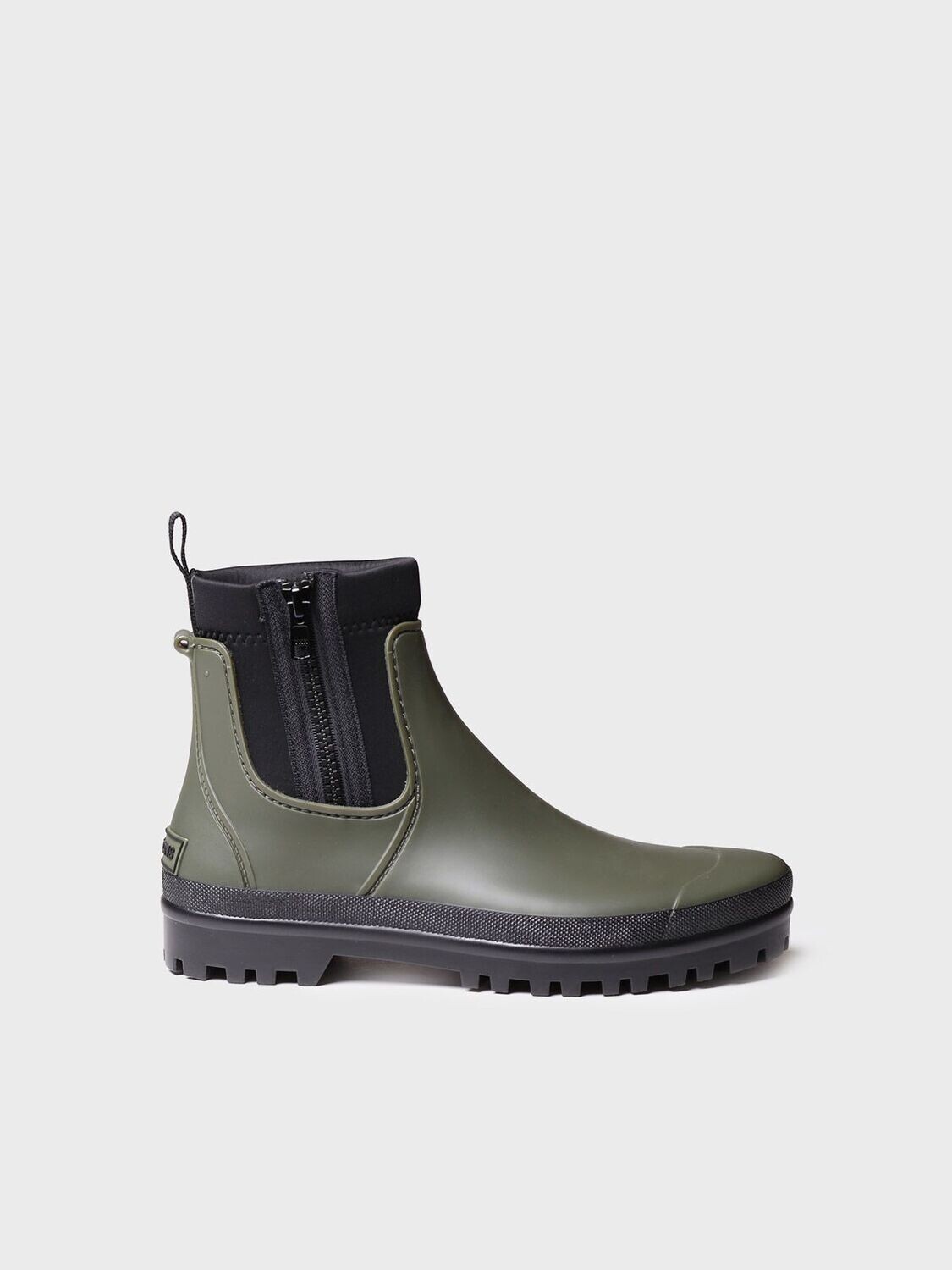 Bota de agua baja para mujer en goma y tejido COLTON - Caqui