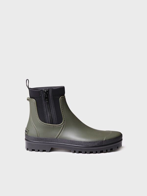 Bota de agua baja para mujer en goma y tejido COLTON - Caqui