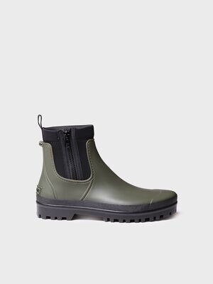 Bota de agua baja para mujer en goma y tejido COLTON - Caqui